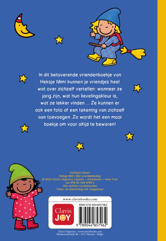 Achterkant van Heksje Mimi. Mijn vriendenboekje