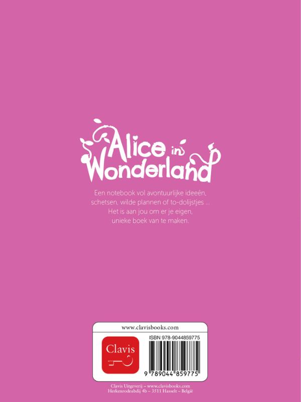 Achterkant van Alice in Wonderland notebook