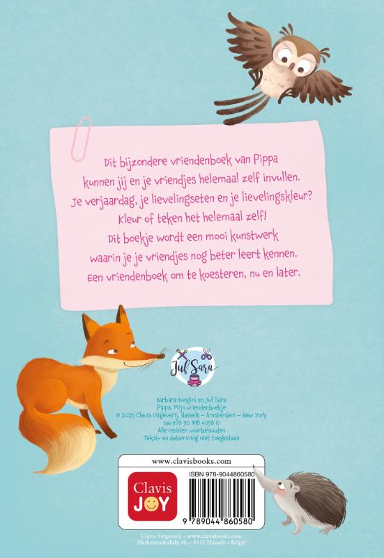 Achterkant van Pippa. Mijn vriendenboekje