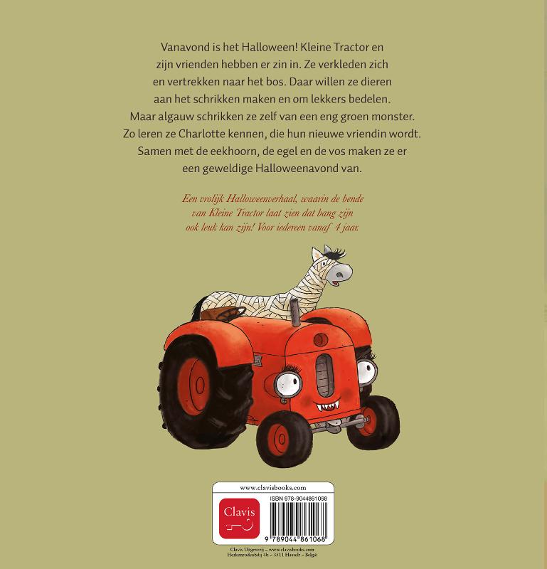 Achterkant van Kleine Tractor viert Halloween