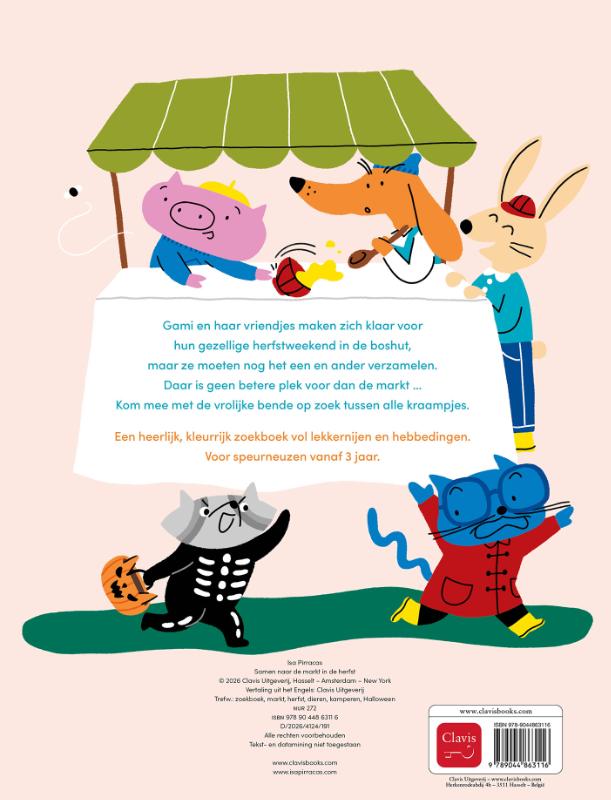 Achterkant van Samen naar de markt in de herfst