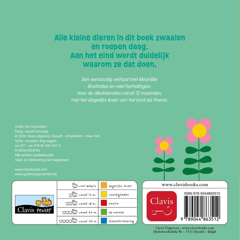 Achterkant van Daag, zwaait Schaapje