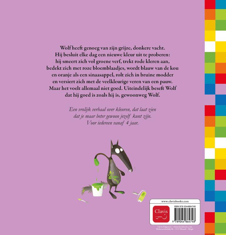 Achterkant van Wolf kiest zijn kleur