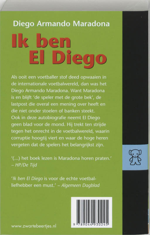 Achterkant van Ik ben El Diego, God van het voetbal