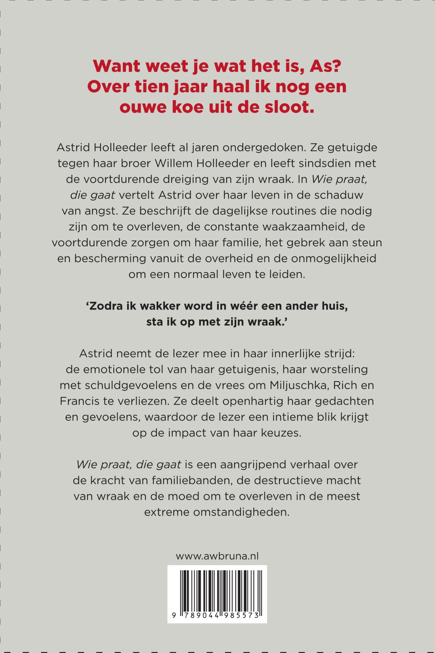 Achterkant van Wie praat, die gaat
