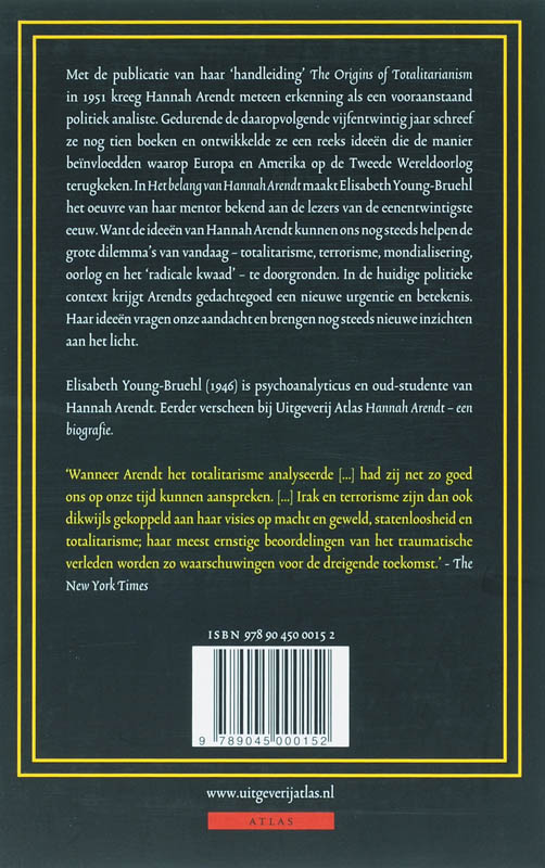 Achterkant van Het Belang van Hannah Arendt