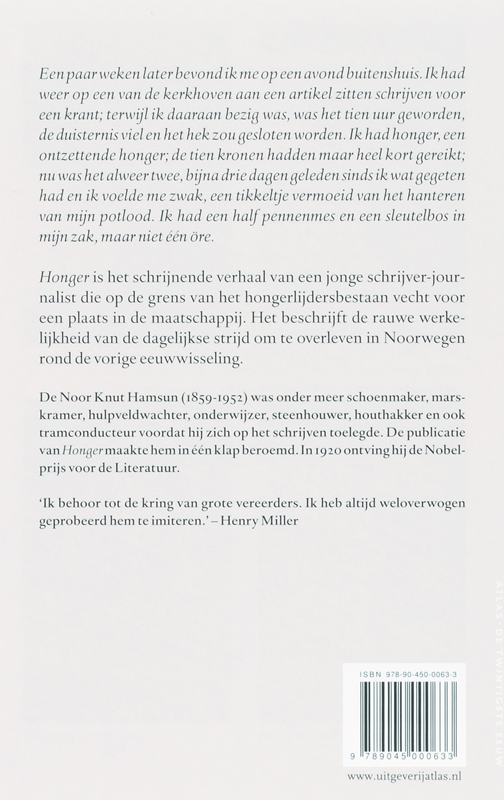 Achterkant van Honger