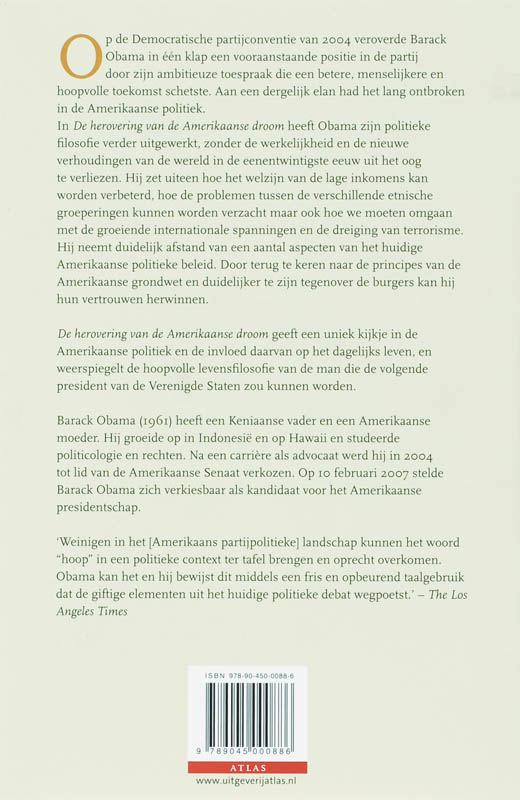 Achterkant van De herovering van de Amerikaanse droom