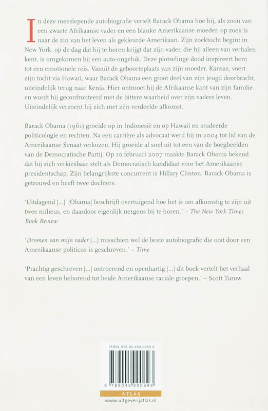Achterkant van Dromen van mijn vader