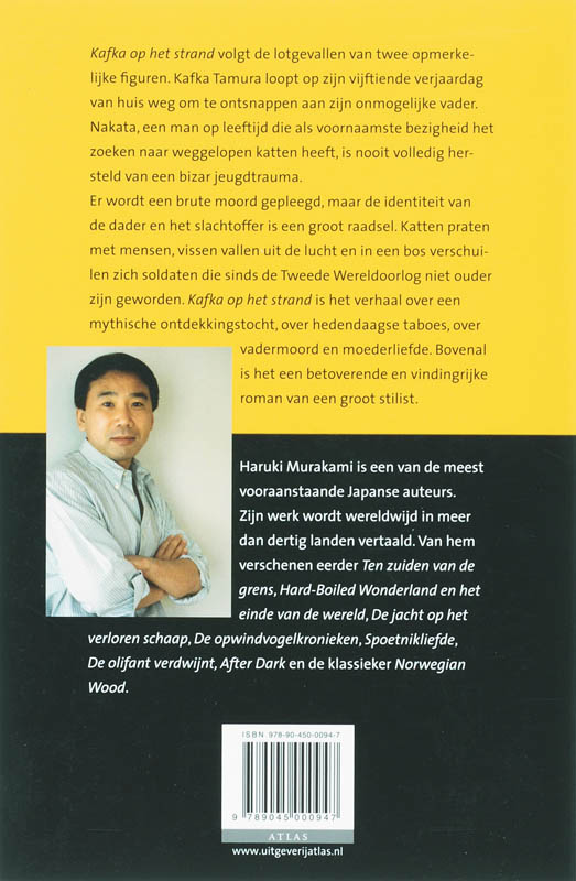 Achterkant van Kafka op het strand