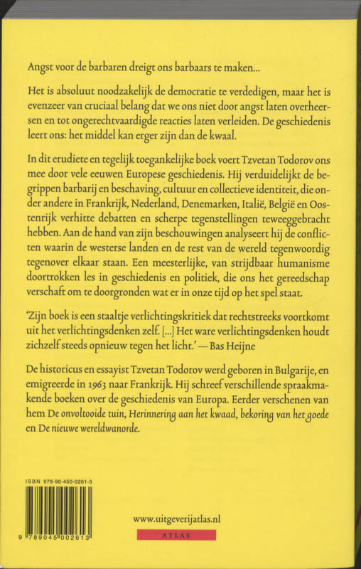 Achterkant van Angst voor de barbaren