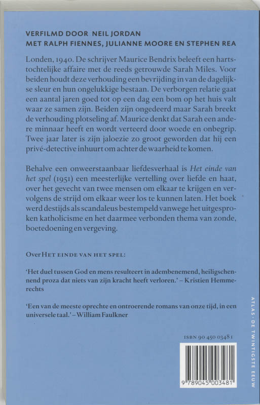 Achterkant van Het einde van het spel