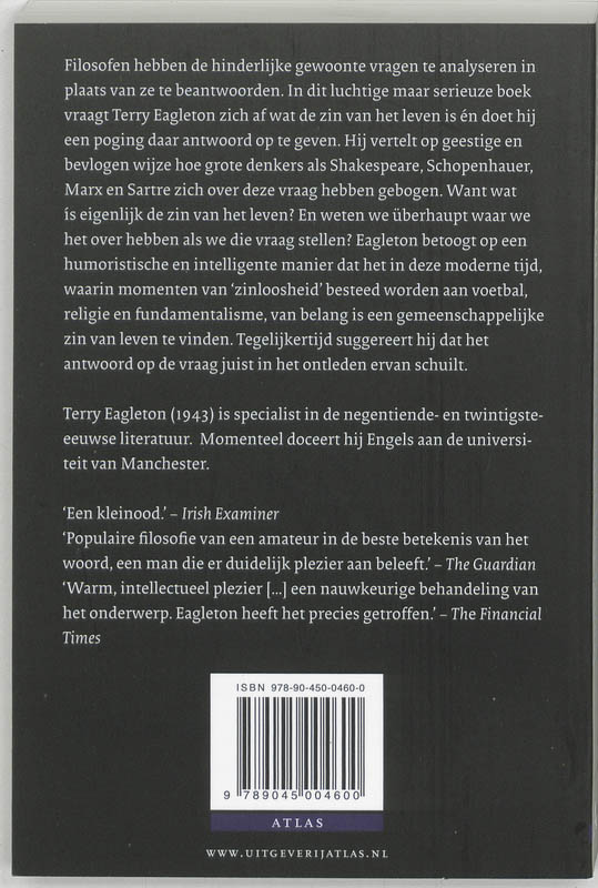 Achterkant van De zin van het leven