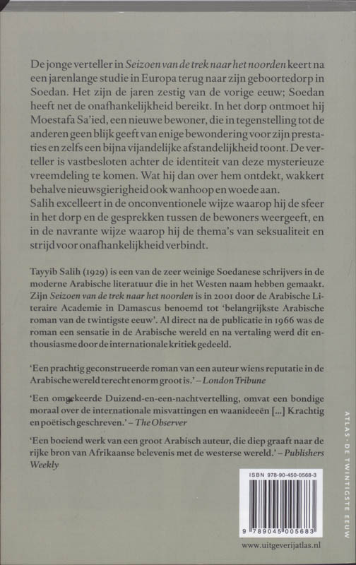 Achterkant van Seizoen van de trek naar het noorden