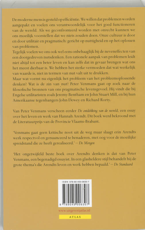 Achterkant van Over de zin van nut