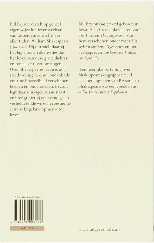 Achterkant van Shakespeare