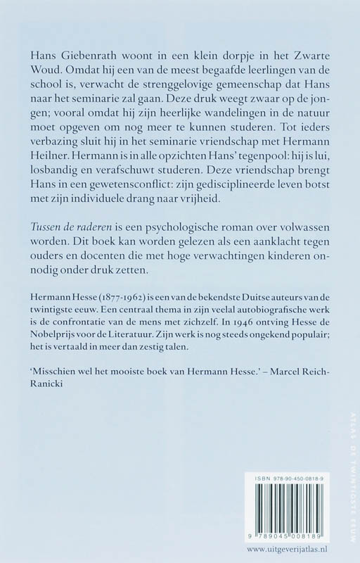 Achterkant van Tussen de raderen
