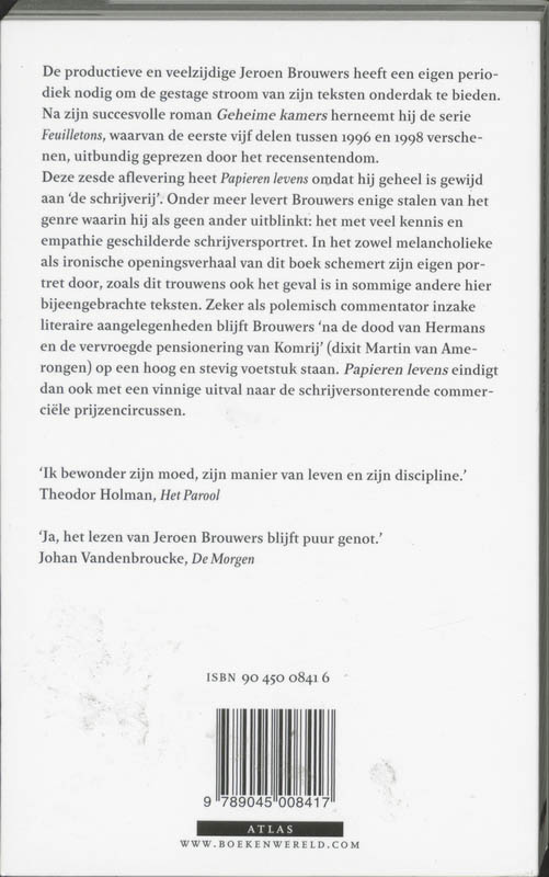 Achterkant van Papieren levens