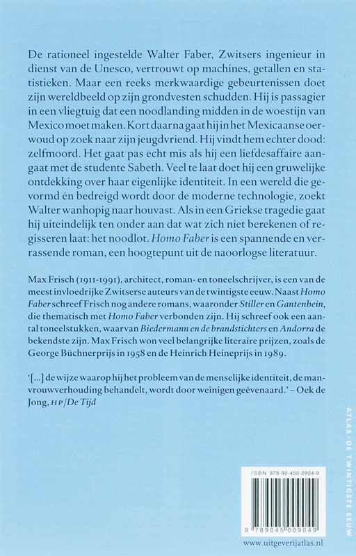 Achterkant van Homo Faber