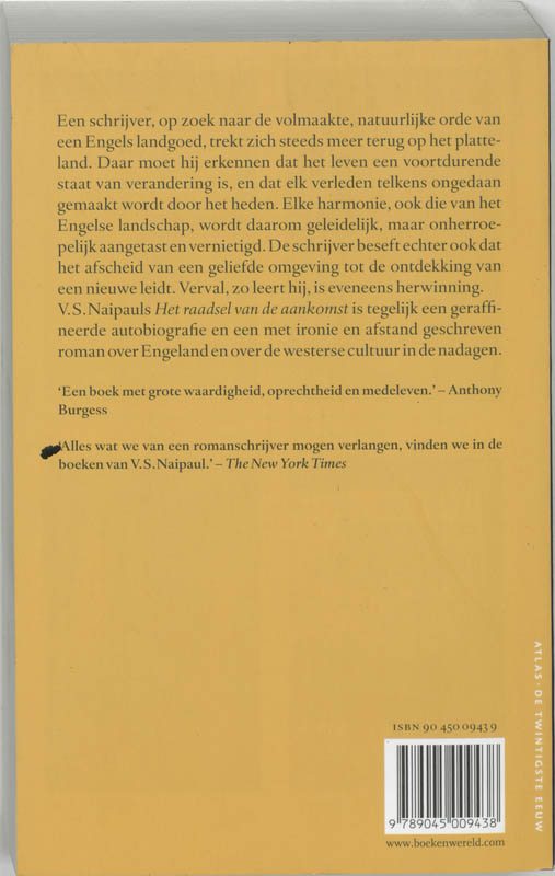 Achterkant van Het raadsel van de aankomst