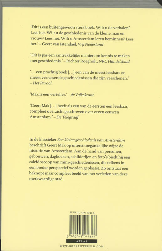 Achterkant van Een kleine geschiedenis van Amsterdam