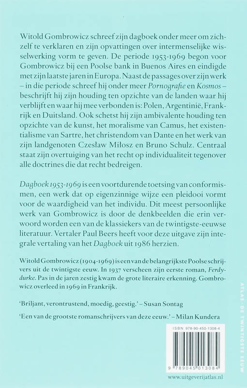 Achterkant van Dagboek 1953-1969