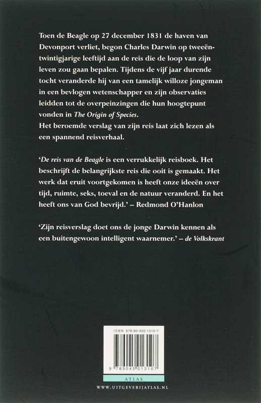 Achterkant van De reis van de Beagle