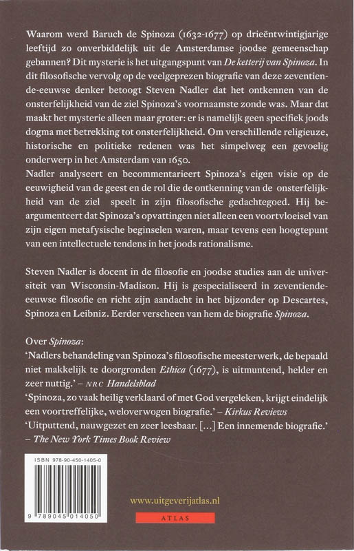 Achterkant van De ketterij van Spinoza