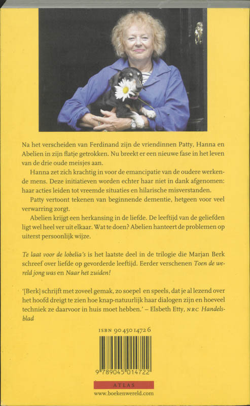 Achterkant van Te laat voor de lobelia's