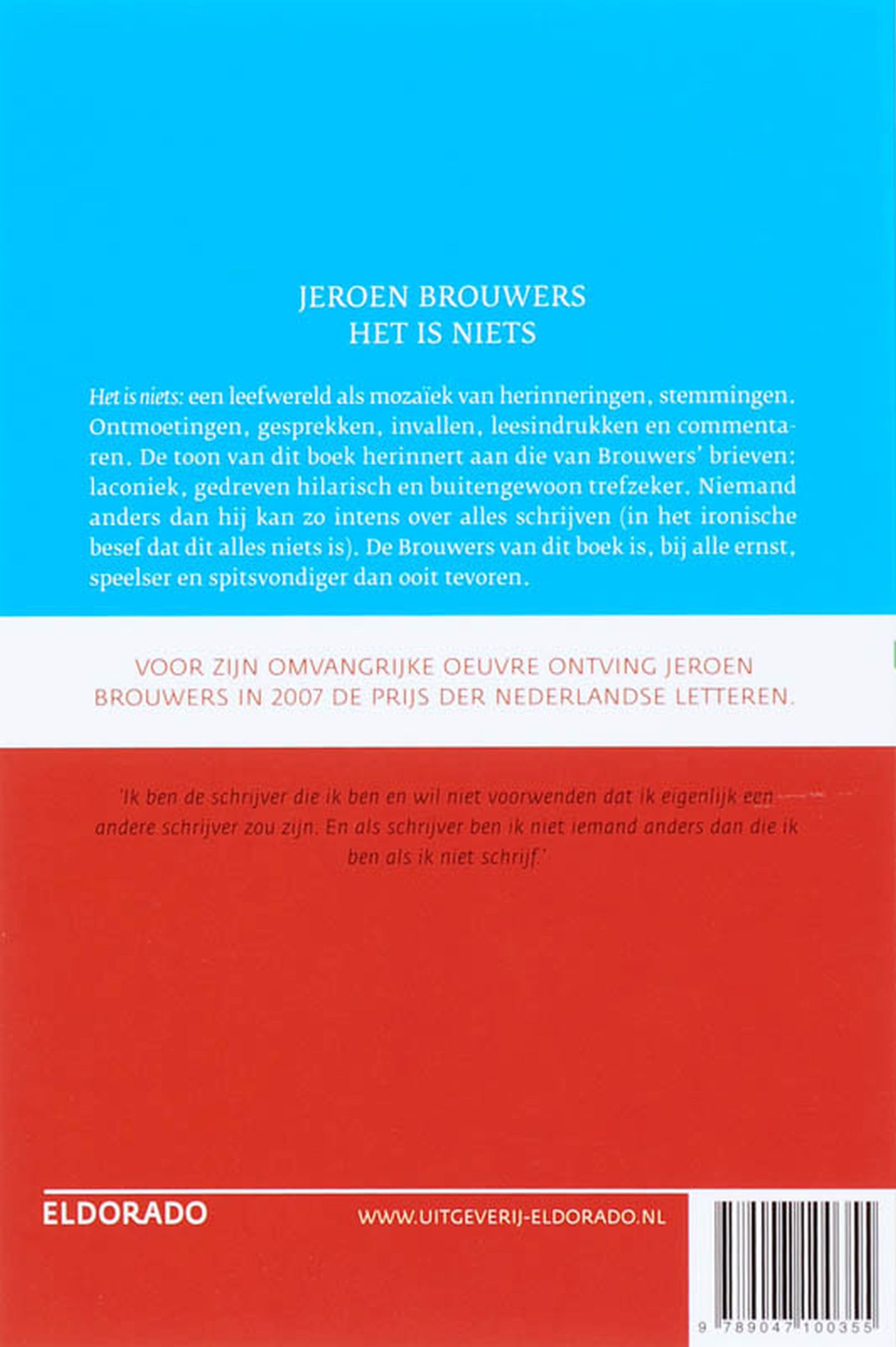Achterkant van Het is niets