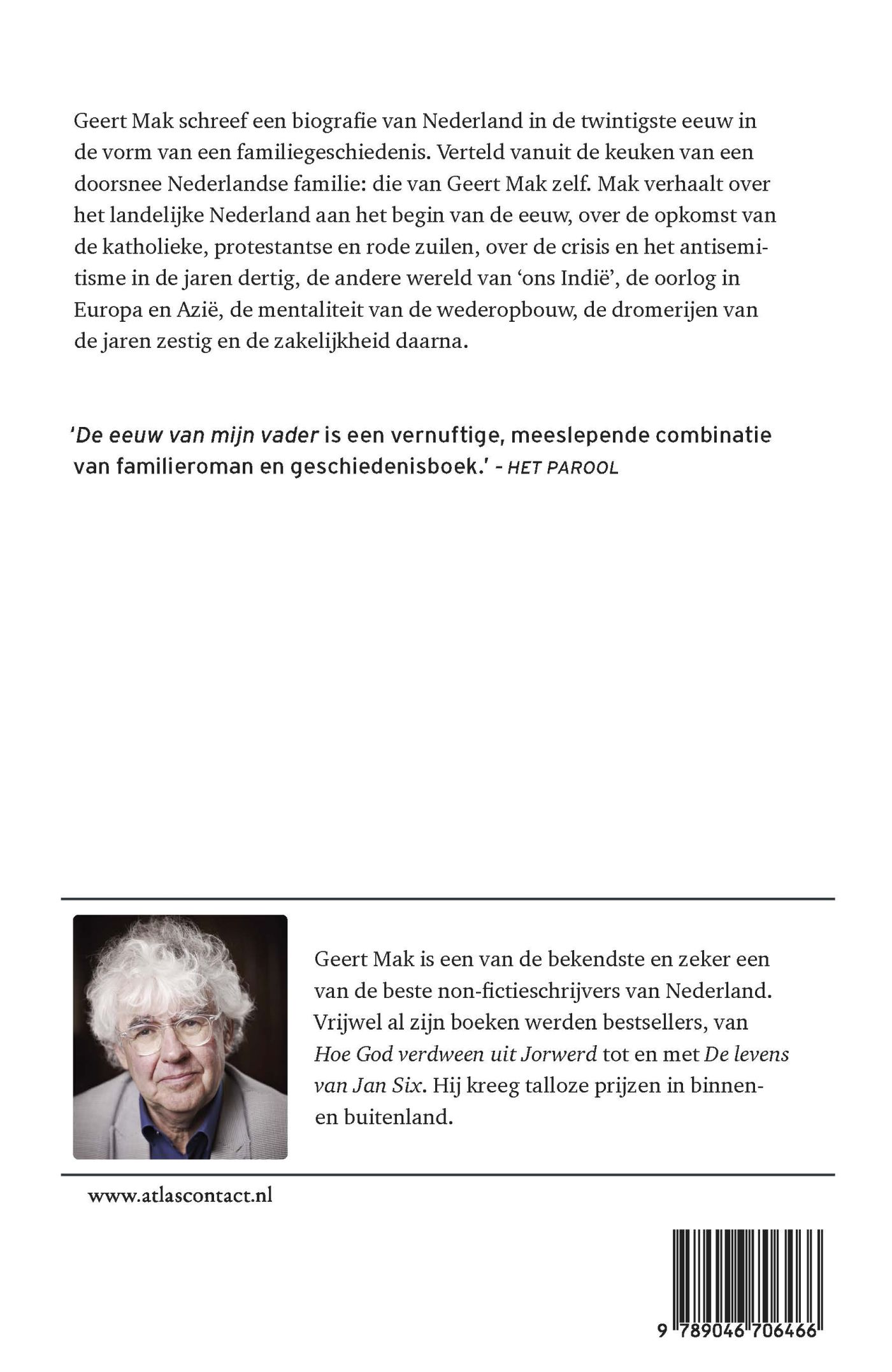Achterkant van De eeuw van mijn vader