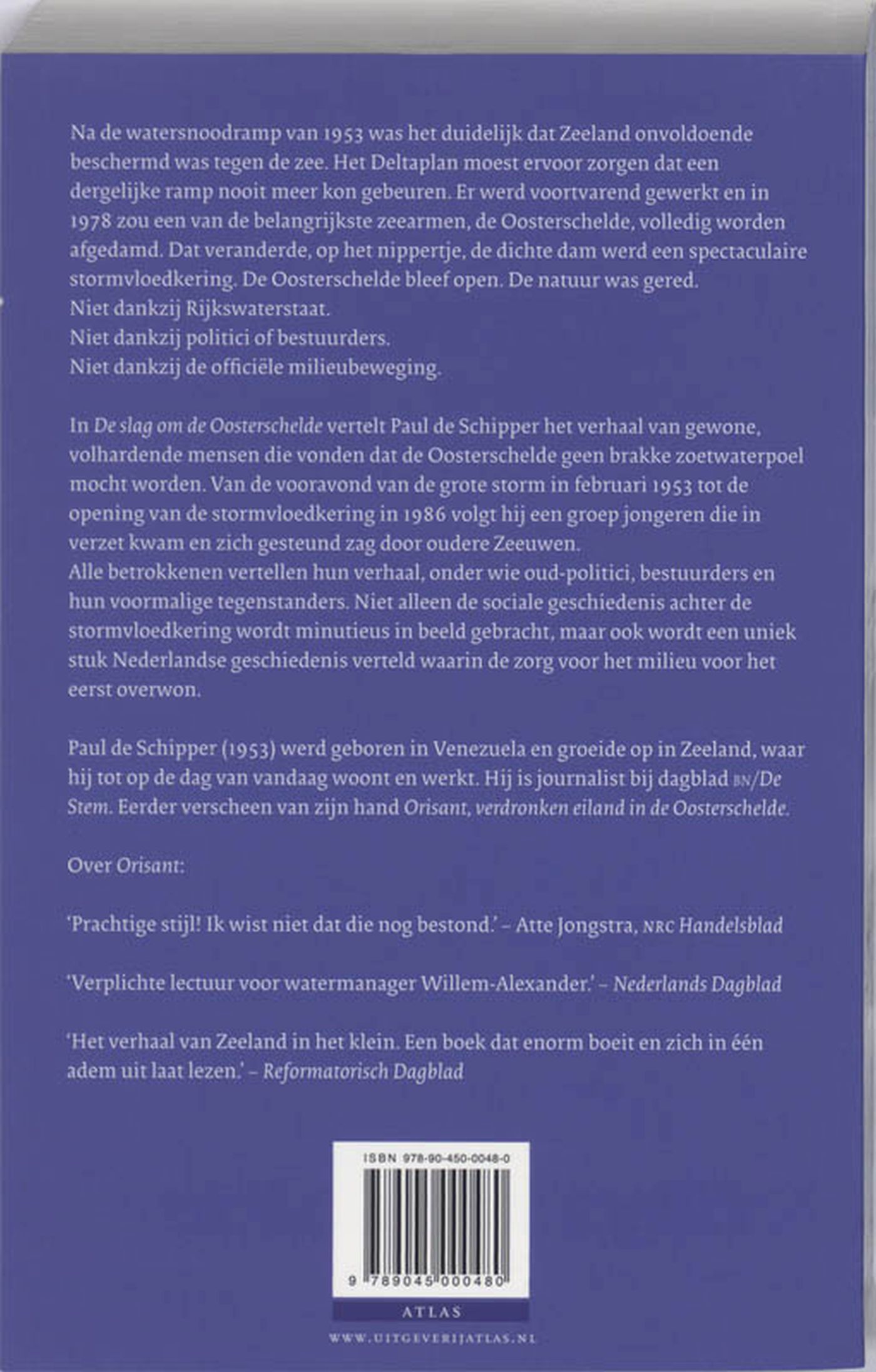 Achterkant van De slag om de Oosterschelde