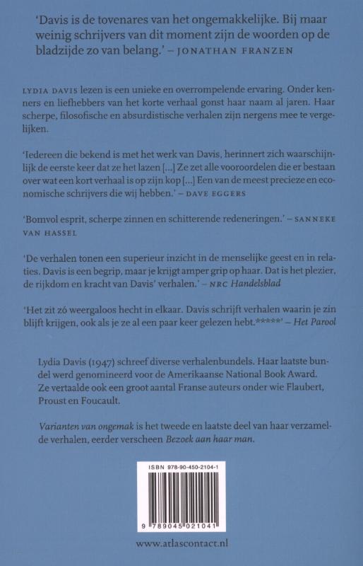 Achterkant van Varianten van ongemak en andere verhalen