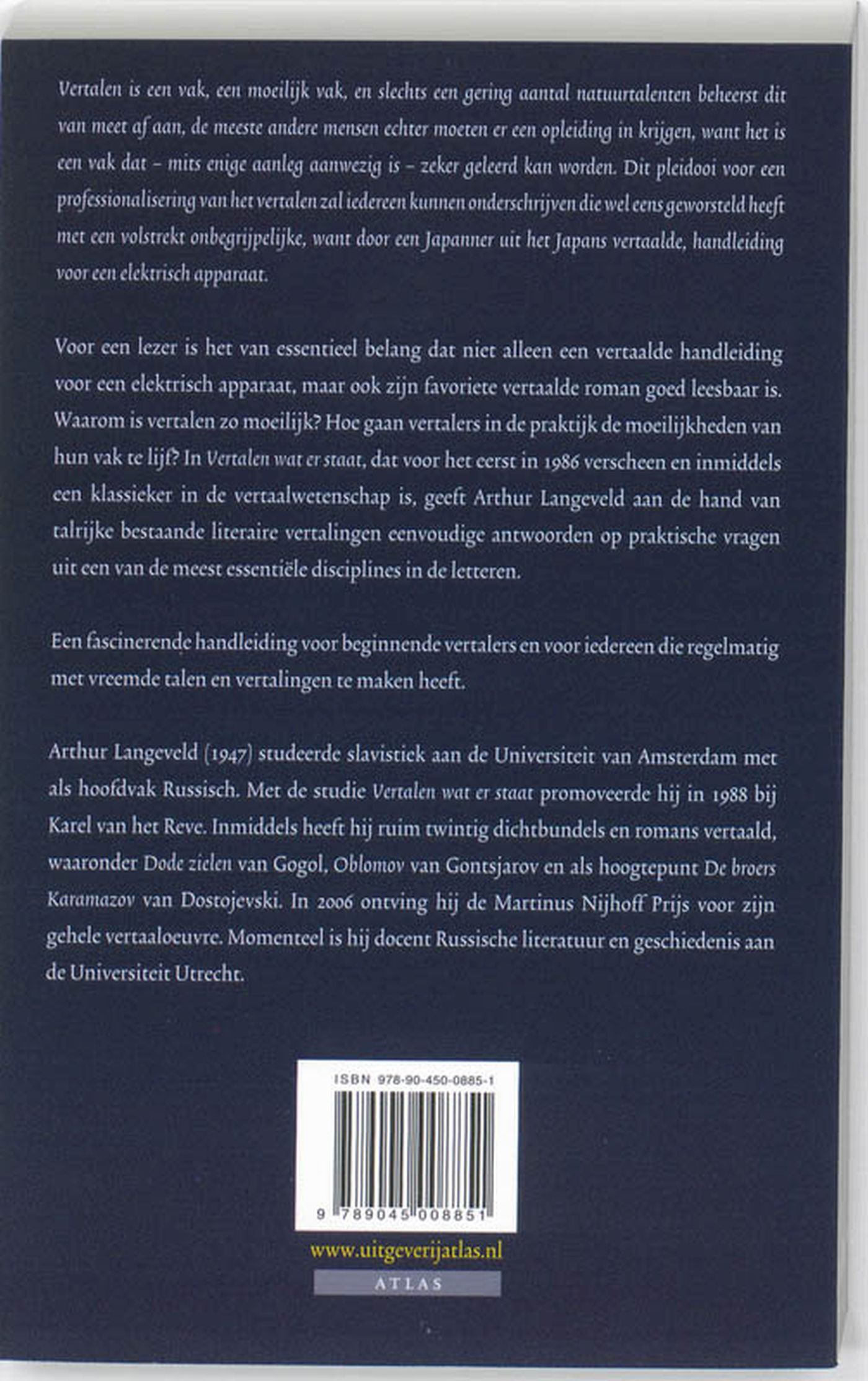 Achterkant van Vertalen wat er staat
