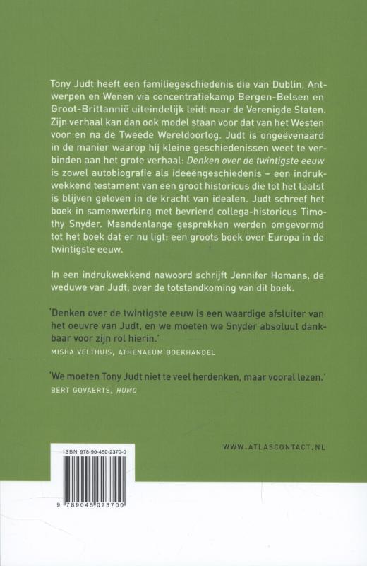 Achterkant van Denken over de twintigste eeuw