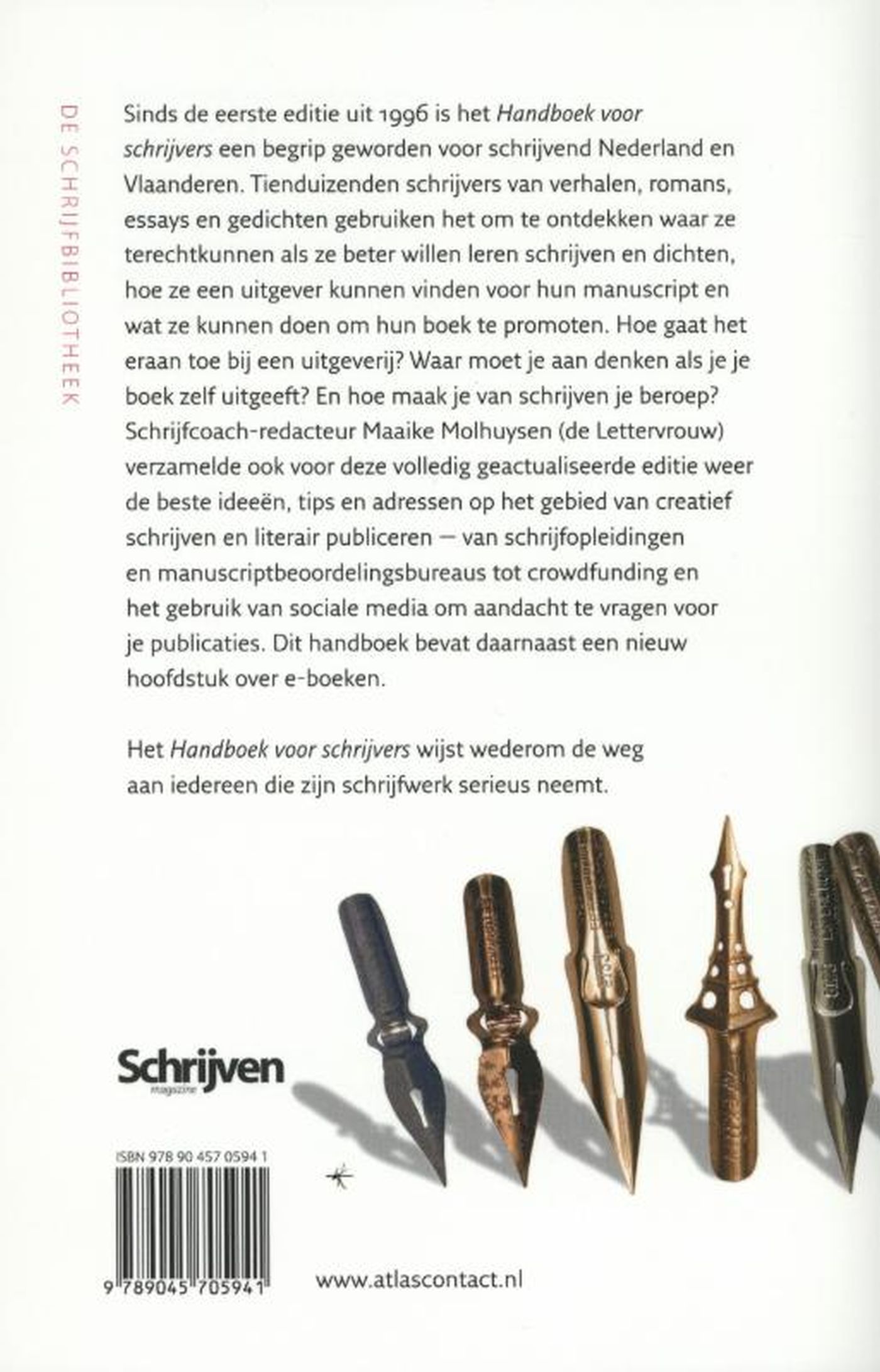 Achterkant van Handboek voor schrijvers