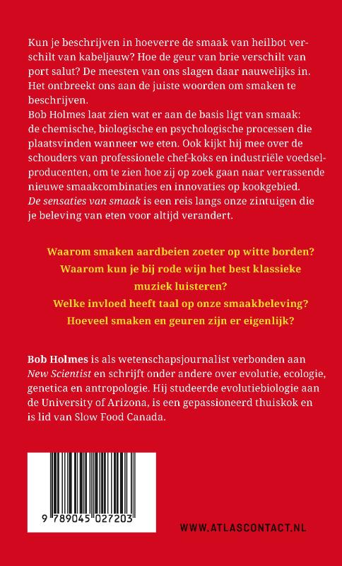 Achterkant van De sensaties van smaak