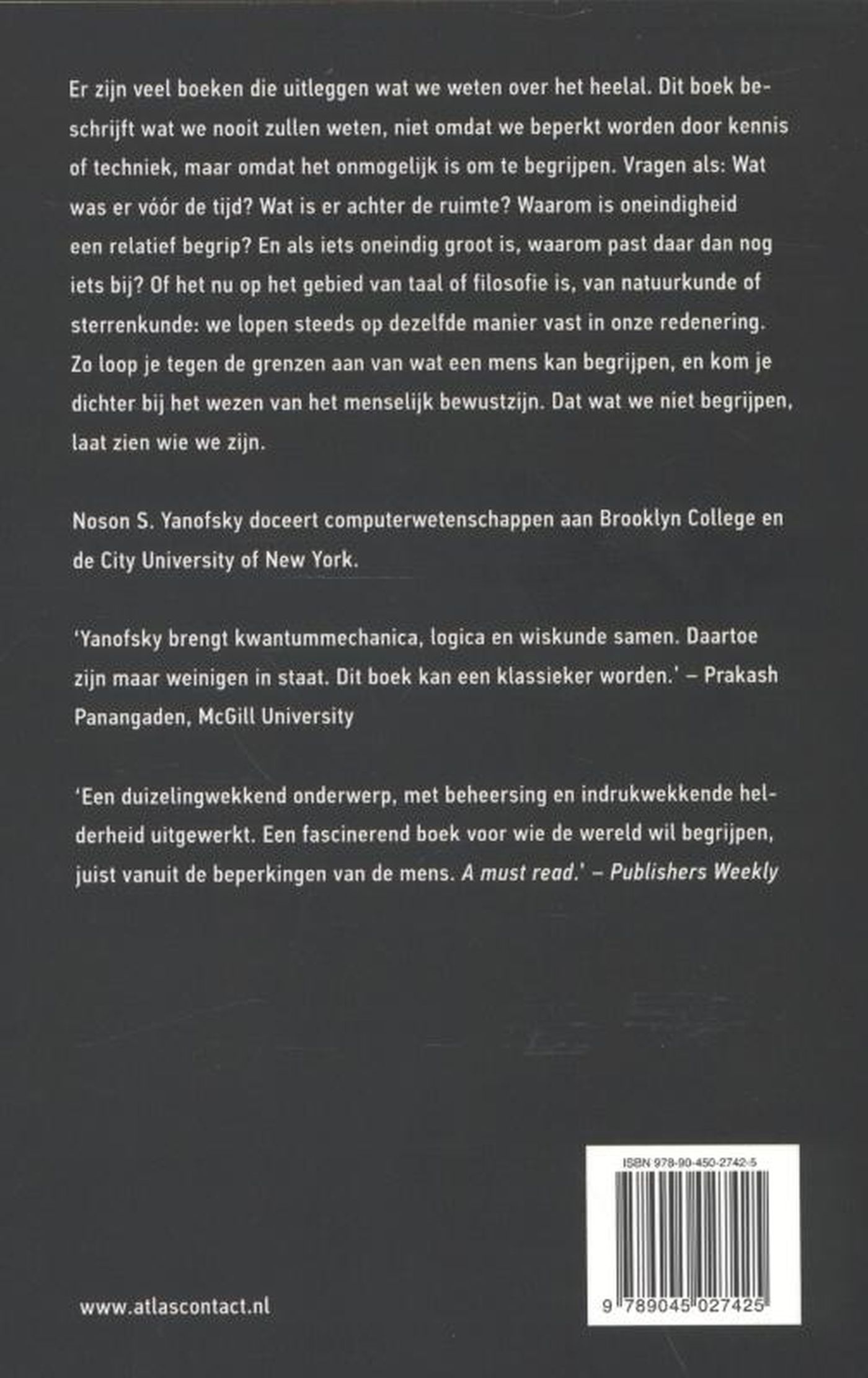Achterkant van Wat je brein te boven gaat