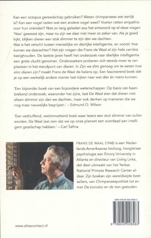 Achterkant van Zijn we slim genoeg om te weten hoe slim dieren zijn