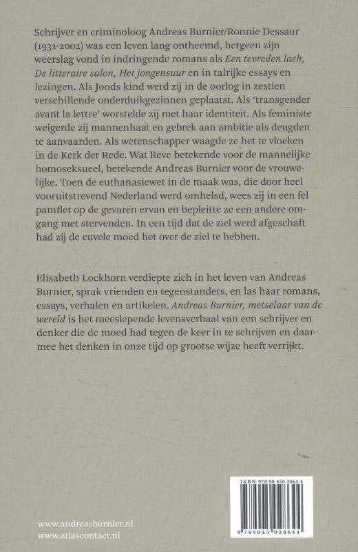 Achterkant van Andreas Burnier, metselaar van de wereld