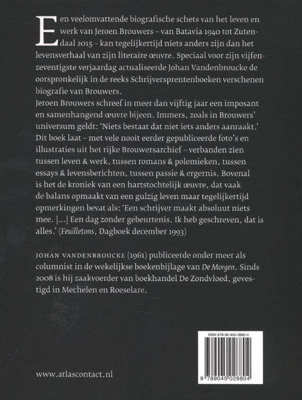 Achterkant van Jeroen Brouwers: het verhaal van een oeuvre