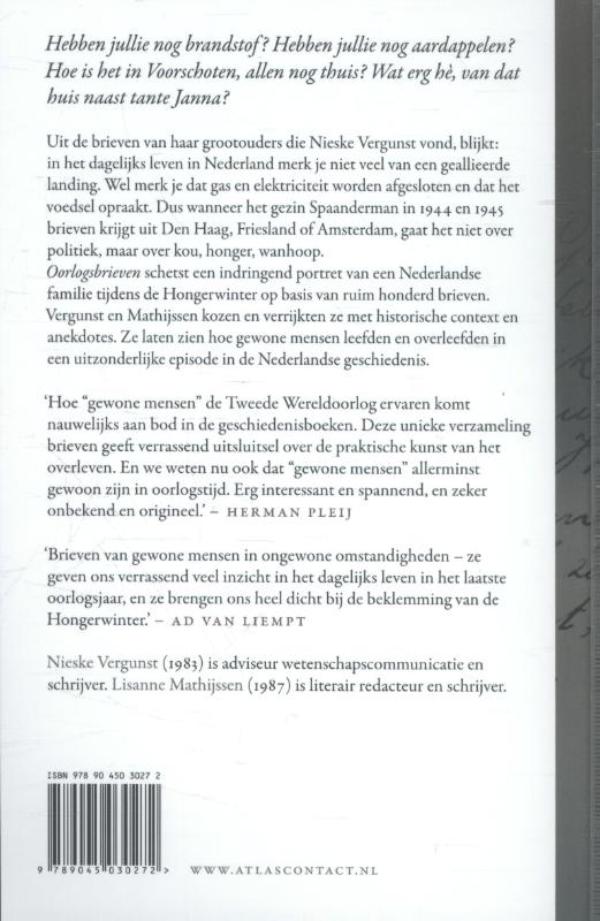 Achterkant van Oorlogsbrieven