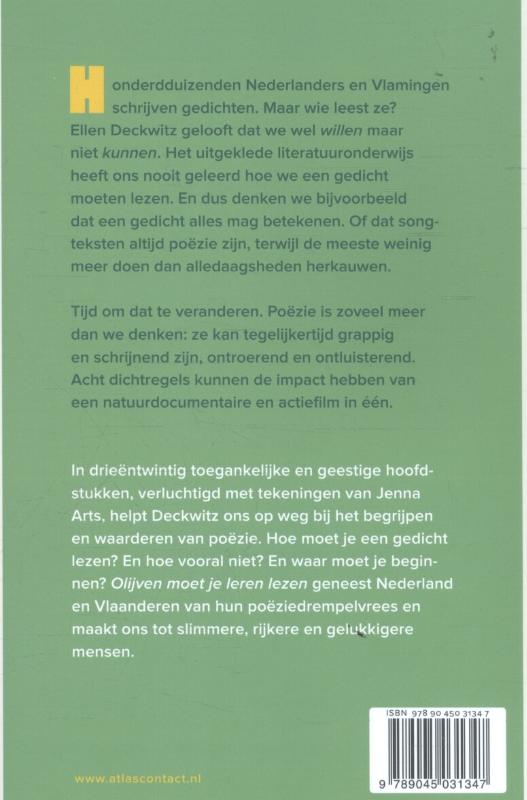 Achterkant van Olijven moet je leren lezen