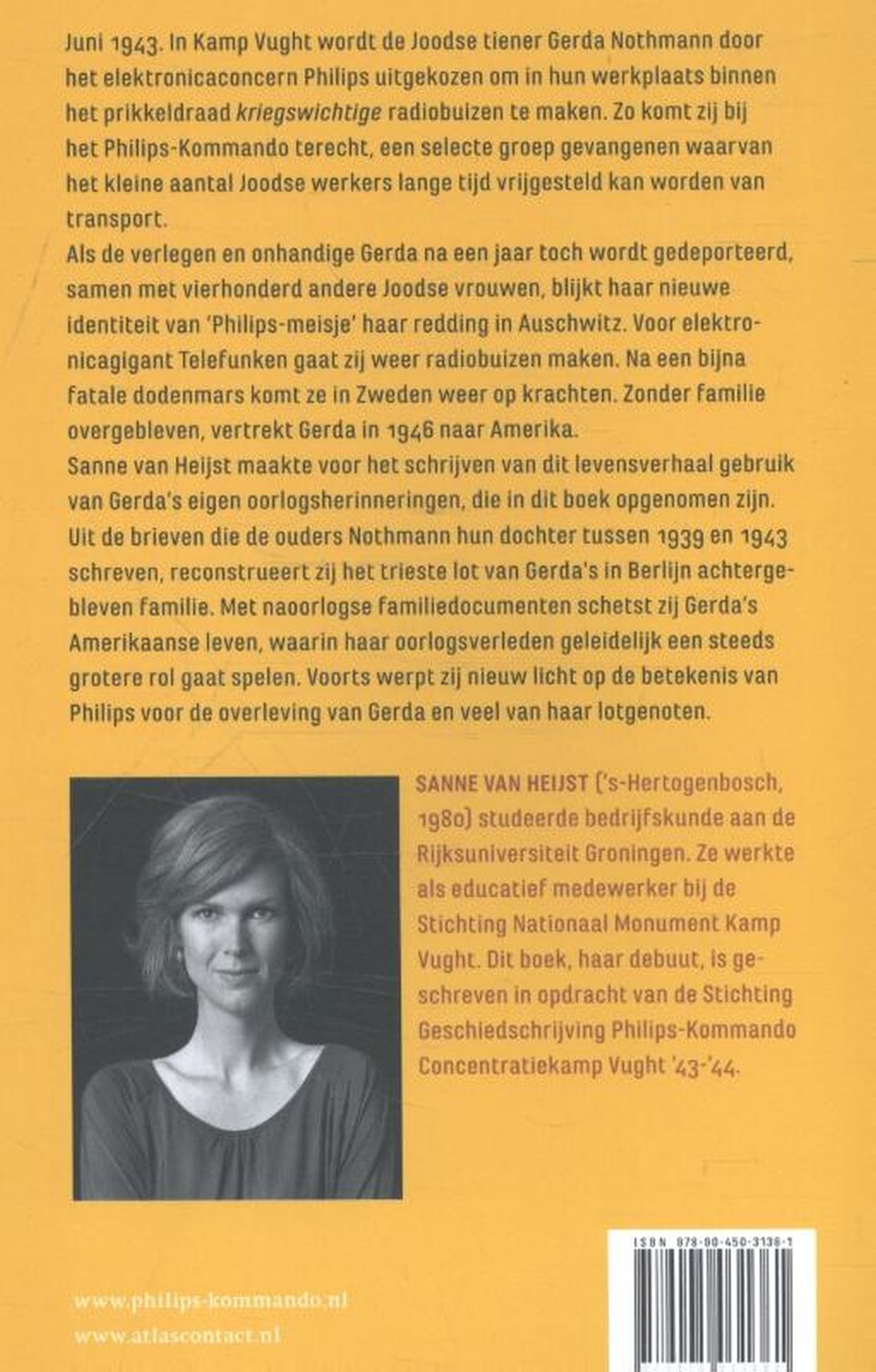 Achterkant van Philips-meisje van kamp Vught