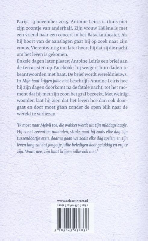 Achterkant van Mijn haat krijgen jullie niet