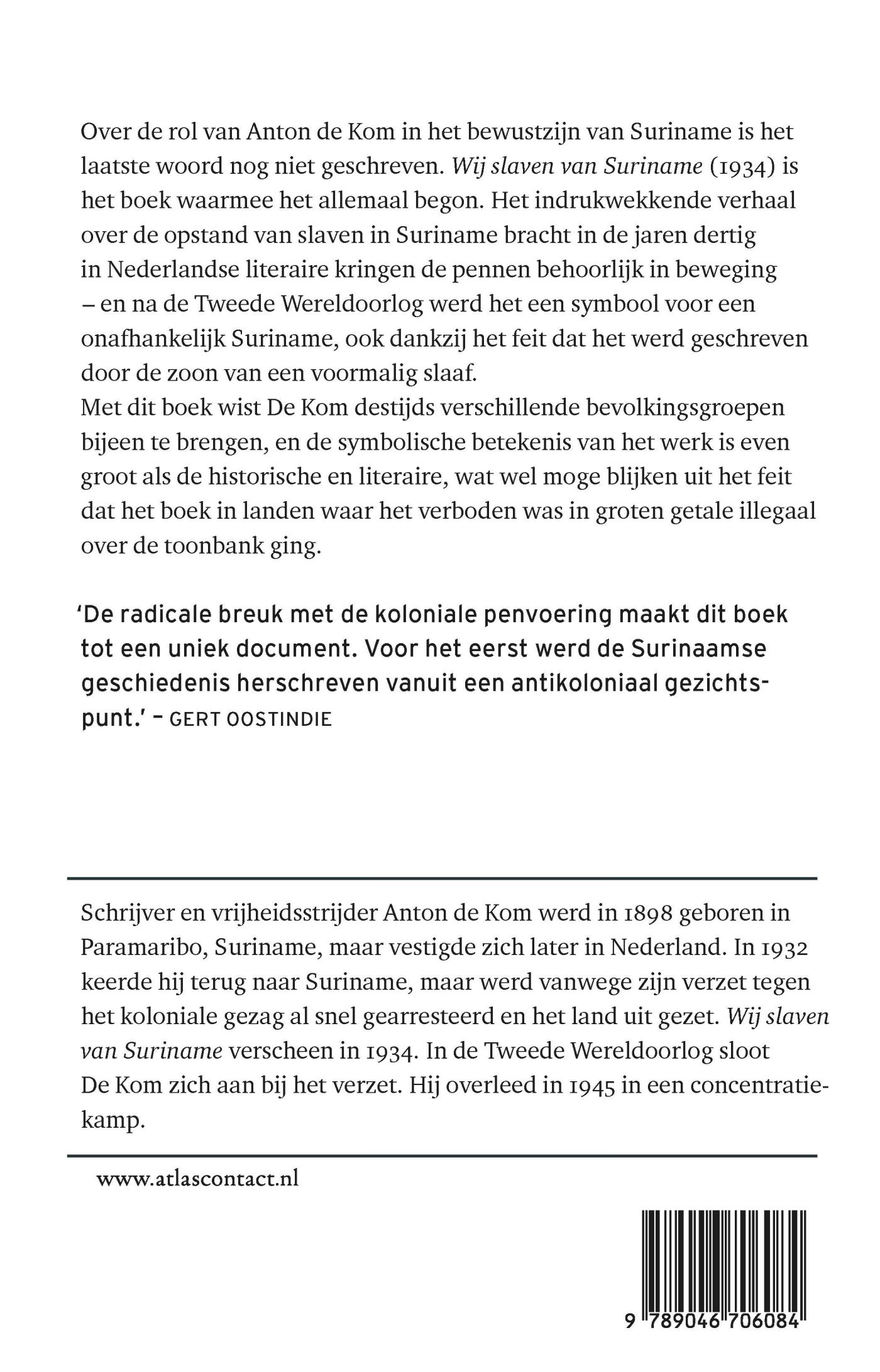 Achterkant van Wij slaven van Suriname