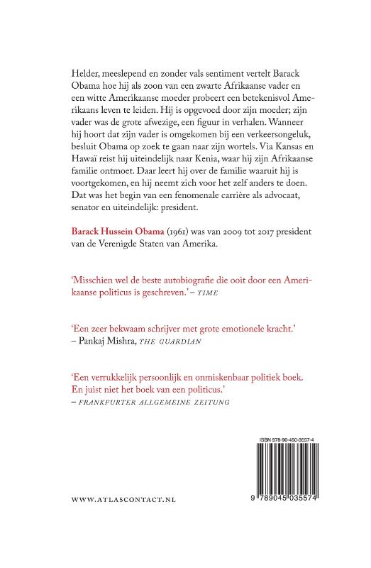 Achterkant van Dromen van mijn vader
