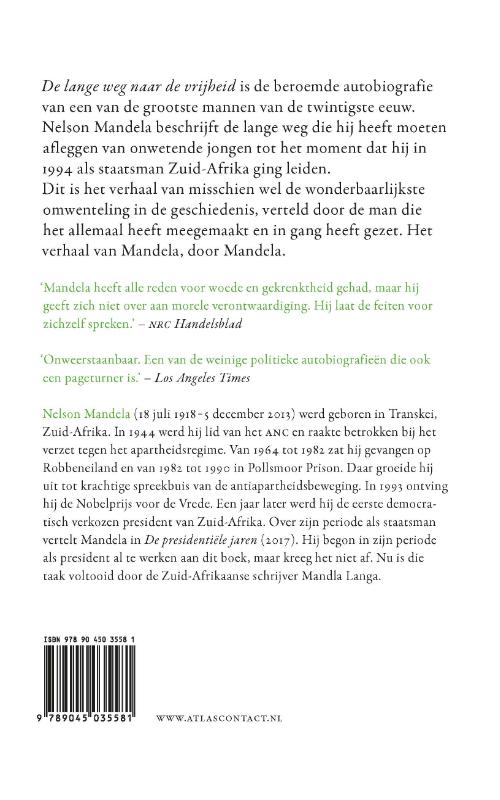 Achterkant van De lange weg naar de vrijheid