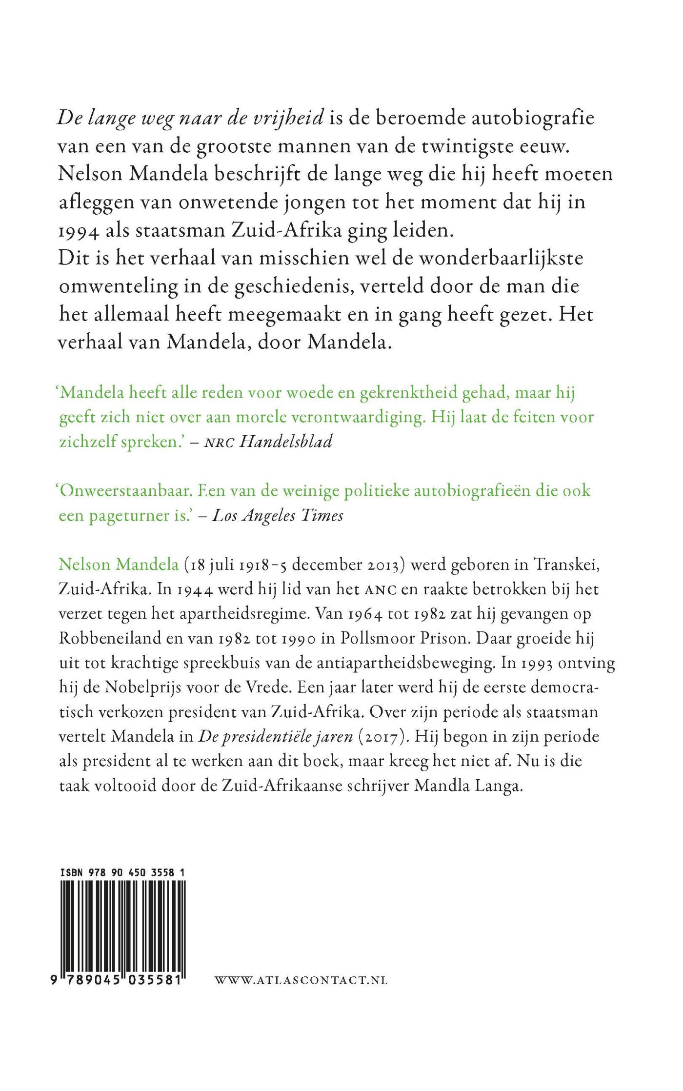 Achterkant van De lange weg naar de vrijheid