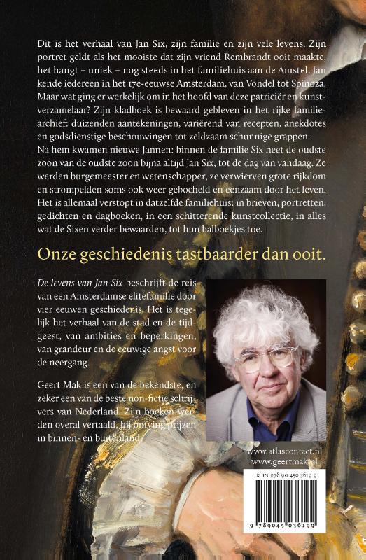 Achterkant van De levens van Jan Six